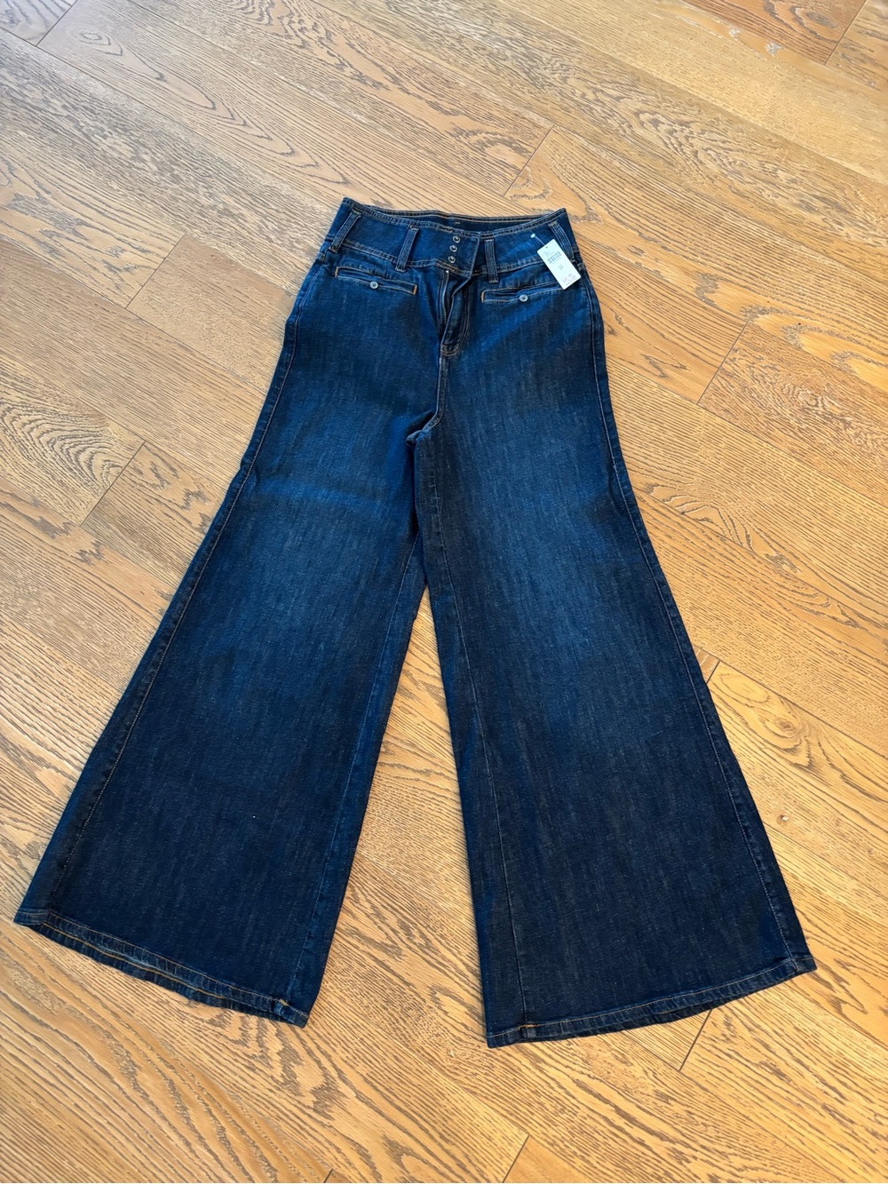 NWT Anthropologie Wide Leg Dark Blue Women's Flare Bottom Jeans - Picture 2 of 2